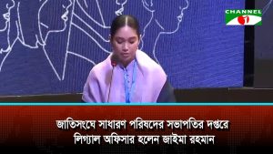 জাতিসংঘে সাধারণ পরিষদের সভাপতির দপ্তরে লিগ্যাল অফিসার হলেন জাইমা রহমান